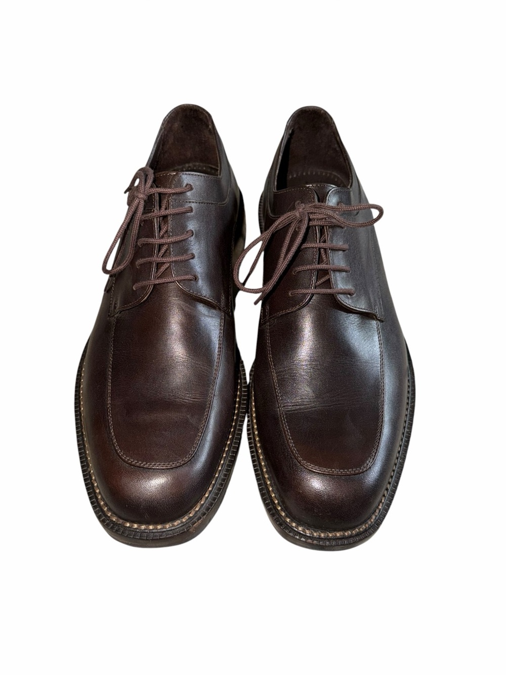 Cole Haan Derby Lace Up Apron Toe Brown Leather Dress Shoes Men's US 9D Academia